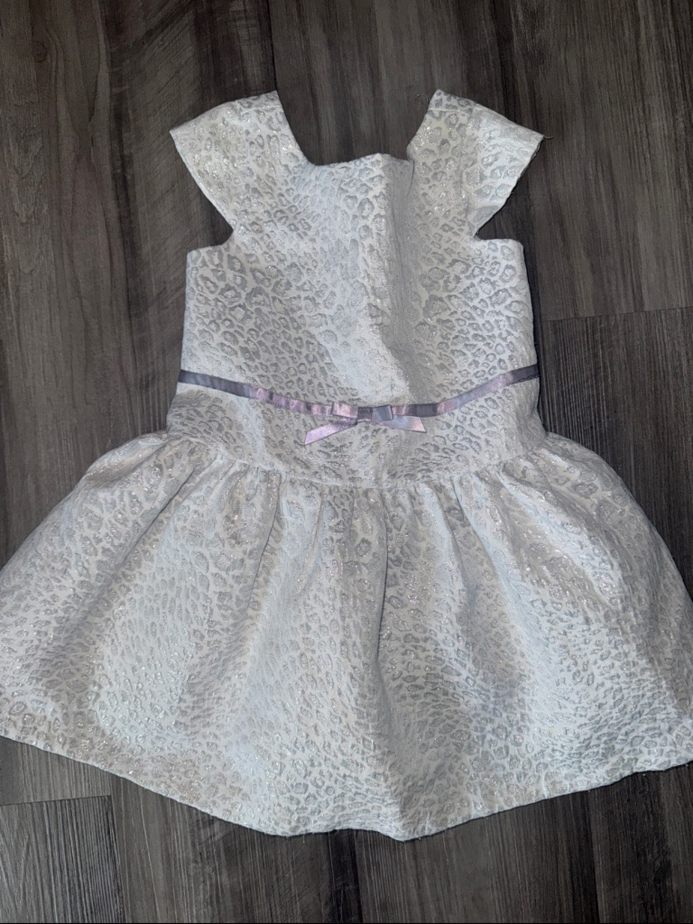 Janie and Jack 2T white silver cheetah print dress short sleeve summer girls